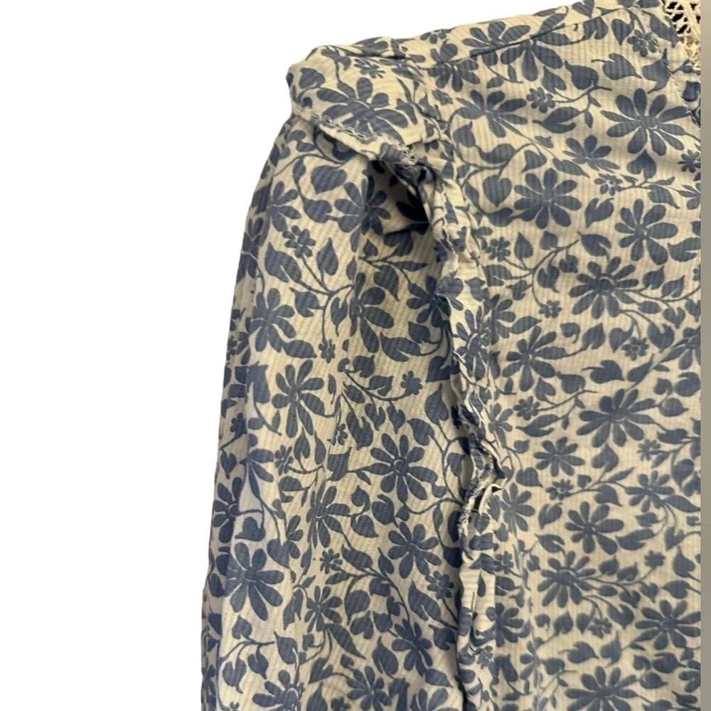 J.Crew Flutter Sleeve Shadow Stripe Floral Blouse